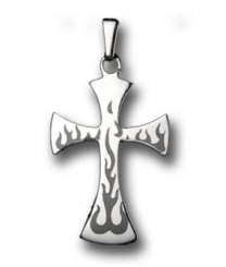 Edelstahlanhänger Flaming Cross 