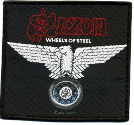 kleiner Aufnäher Saxon Wheels of Steel Album Cover 