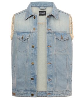 Jeansweste Capricorn blau mit ausgefransten Armen Gr. S bis 3XL M