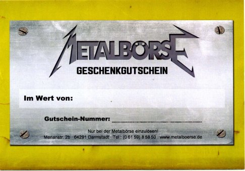 Metalbörse Gutschein 75 Euro 